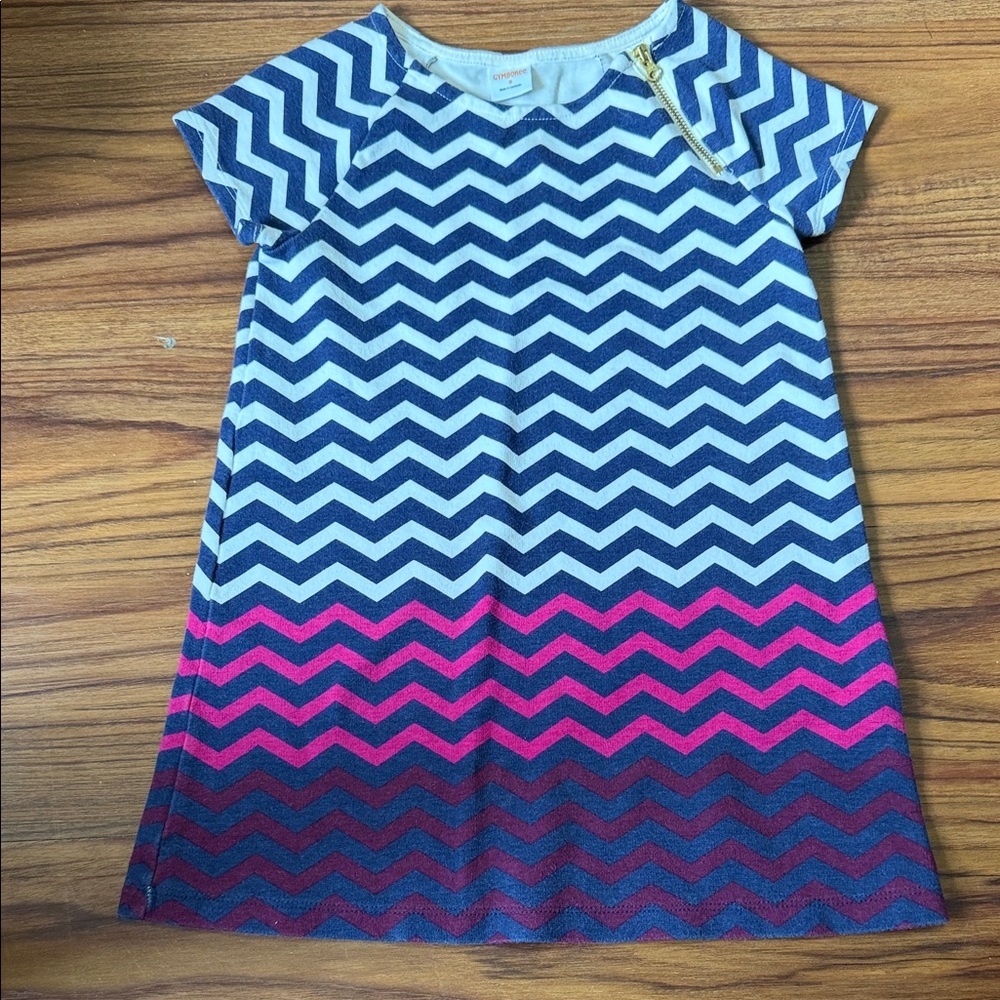 Gymboree Blue and Pink Chevron Kids Dress